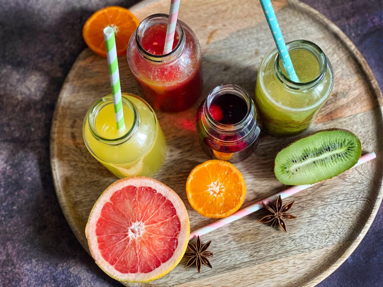 fresh juices and fruits